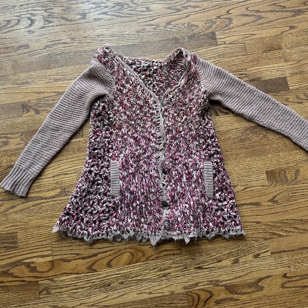 Free People Pink & Purple Knit Casual Sweater